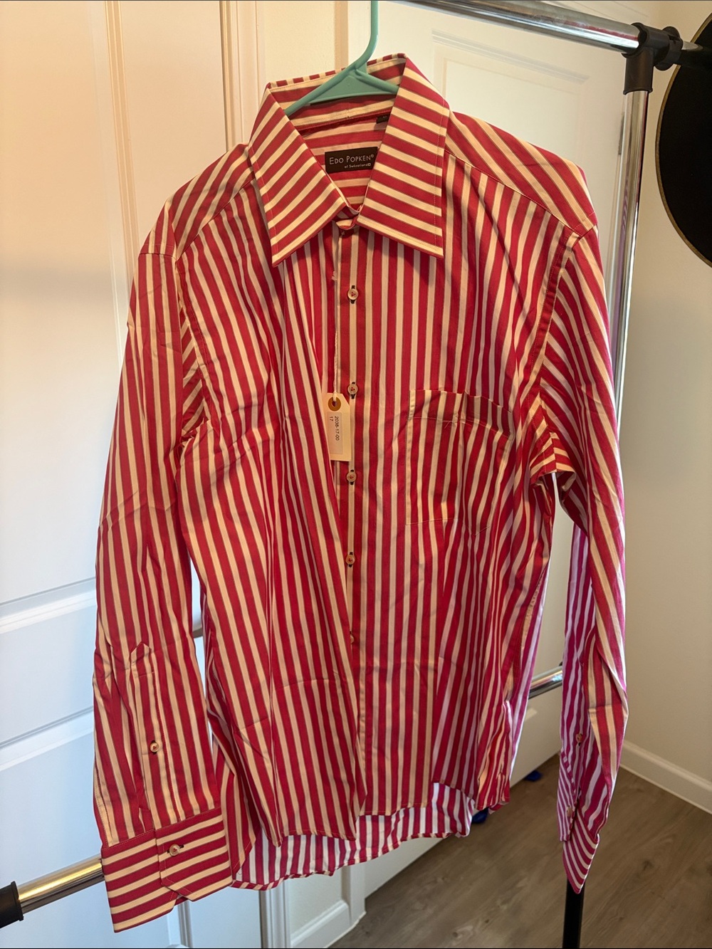 Men’s Red & White Striped Dress Shirt